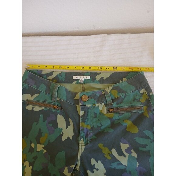 Cabi Womens Jeans Clover Camo Skinny Denim Green Mid Rise Ankle Zipper Size 6 - Picture 13 of 16